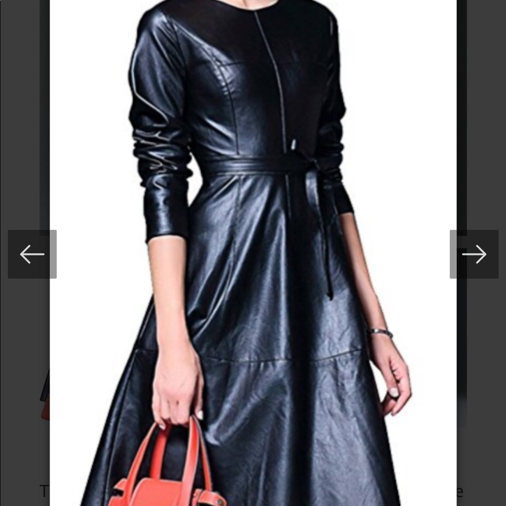 (NWOT) A-line Leather dress - knee length